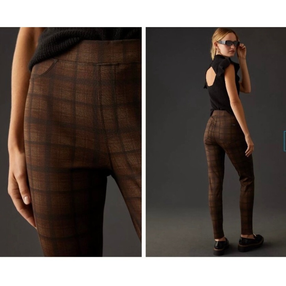 NWT Sanctuary Plaid Runway Leggings Brown Black Ponte High Rise Skinny Pants XS